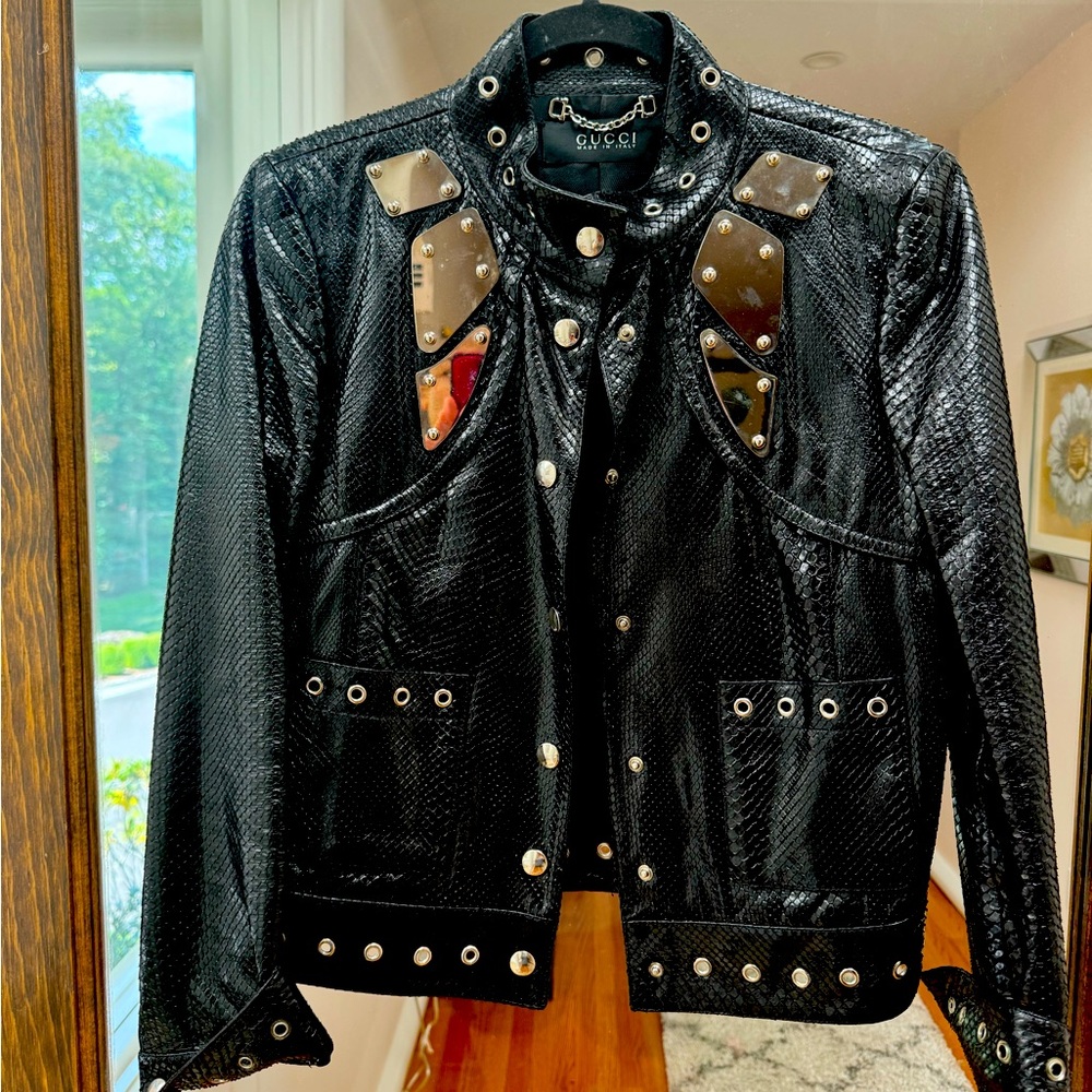 Gucci python leather jacket